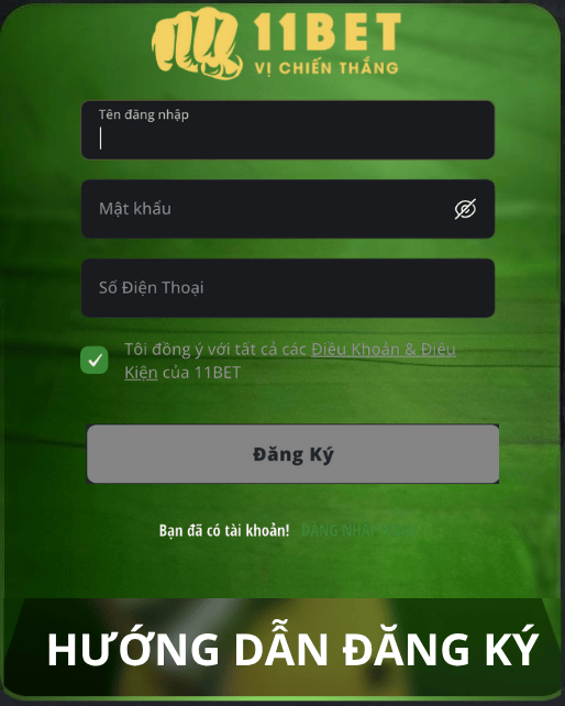 Hướng Dẫn đăng ký tài khoản 11bet